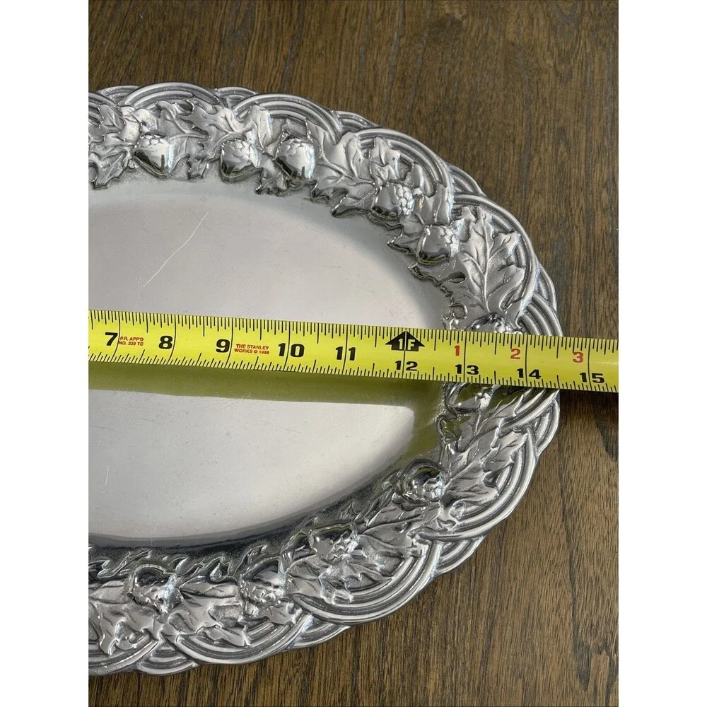 Vintage Wilton Armetale Oak Acorn Oval Serving Platter 14.5